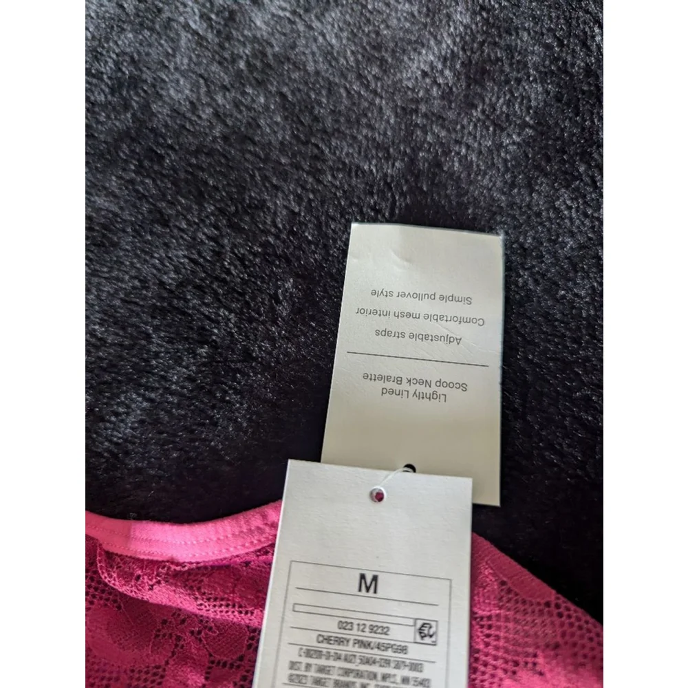 NWT Auden Cherry Pink Lace Bralette M